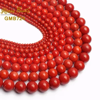 AAA Natural Rojo Coral Perlas Para la Joyería Ronda Suelto Perlas de Bricolaje Pulsera de la Joyería del Collar 15inches 2/3/4/6/8mm-(F01187)
