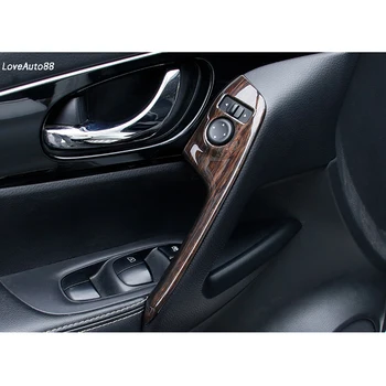 ABS Cromado Mate guarnecido interior apoyabrazos de la puerta de la decoración de la cubierta de la moldura Panel Interior de la Puerta Tire de la Manija de ajuste Para el Nissan X-Trail Xtrail T32