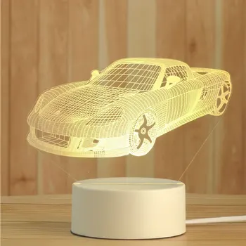 Acrílico 3D LED de la Lámpara de Creative 3D LED de las Luces de la Noche 3D Ilusión de la Lámpara de Mesa Para Cumpleaños Festival de los Niños Decorar Regalos