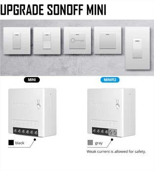 Actualización SONOFF MINI cuadros DIY Mini interruptor MINIR2 Dos Manera Inteligente Interruptor wifi LAN de control de trabajar con alexa Apoyo SPDT/NC/SIN interruptor