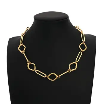 AENSOA Moda Enlace Collar de Cadena de las Mujeres de la Vendimia del Color del Oro del Metal Gargantilla Vendimia Suéter del Collar del Collar del Partido de la Joyería de Regalo 19405