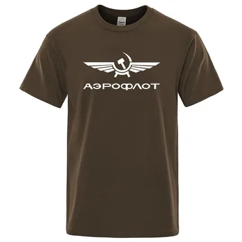Aeroflot Aviación Russe Pilote Aeroespacial Aviateur Camiseta de Verano de Algodón de Manga Corta de la Moda Tops O-Cuello Elegante camisa de Hombre T