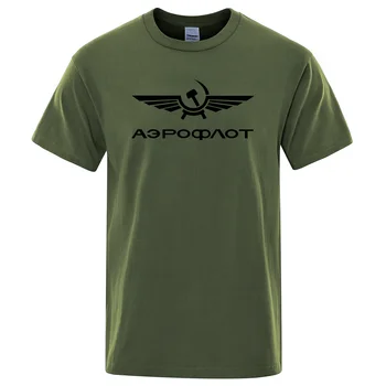 Aeroflot Aviación Russe Pilote Aeroespacial Aviateur Camiseta de Verano de Algodón de Manga Corta de la Moda Tops O-Cuello Elegante camisa de Hombre T
