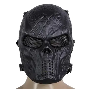 Airsoft Paintball Parte de la Máscara de Cráneo Máscara de Cara Completa del Ejército de Juegos al aire libre de Malla de Metal protector de Ojos de Disfraces para la Fiesta de Halloween Suministros