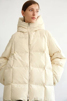 Ajuste -30℃ Invierno pan estilo gruesa caliente natural de pato abajo abrigos mujeres de gran tamaño de parkas con capucha larga chaquetas abrigo F675