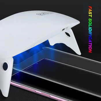 Akcoo GRAN Lámpara UV Rápido freír Pegamento UV protector de pantalla para Samsung Galaxy S8 9 plus nota 8 9 7 pegamento 6W GRAN luz UV para huawei