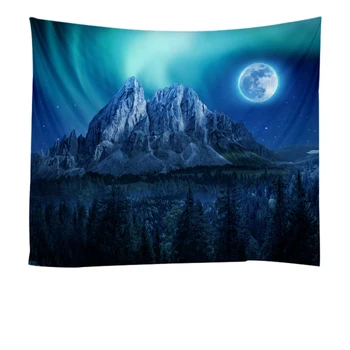 Alpine luna bajo el cielo de la noche impresa tapiz de fondo decoración de la pared de tela de varios tamaños