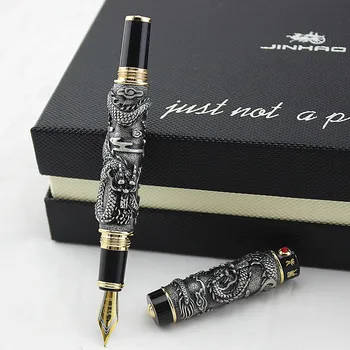 Alta Calidad de Lujo JinHao Dragón Pluma Vintage de 0,5 MM de la Plumilla Tinta de Bolígrafos para Escribir Suministros de Oficina papelería caneta tinteiro