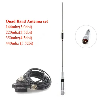 Alta Ganancia de 100 cm Antena de Banda Cuádruple Conjunto 144/220/350/440MHz para QYT KT-7900D con RB400 Clip de Montaje para Automóvil + 5M de Cable
