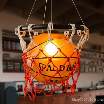 American Retro Baloncesto Colgante LampCreative el Deporte Moderno en la Sala infantil de la lámpara de Araña que Cuelga de la Lámpara Luminaria Suspendido Luces
