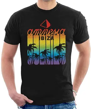 Amnesia Ibiza Retro Multicolor Logotipo de Camiseta de los Hombres recién Llegados Harajuku Cuello Redondo Camiseta de Verano De 2020 Algodón Transpirable Camiseta