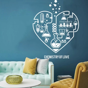 Ampliación de Química Ciencia Abstracta Corazón de la Pared Calcomanía de Laboratorio en el Aula Geek de Ciencias químicas de san Valentín etiqueta Engomada de la Pared LW318