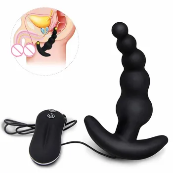 Anal Masajeador De Próstata 10 Modo Vibración De Silicona Vibrador Recargable Perlas De Juguetes Para Los Hombres Y Mujeres De Control Remoto Juguetes Sexuales