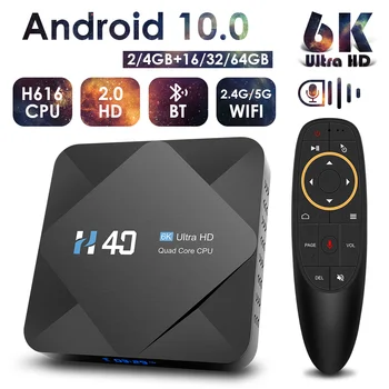 Android TV Box Android 10 4 gb de RAM y 64 GB de ROM 6K H. 265 Reproductor Multimedia de Vídeo 3D 2.4 G 5 ghz Wifi Bluetooth Smart TV Box Set top box