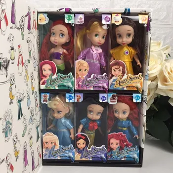 Angelsweet Disney Frozen Muñeca de la Colección de 6 piezas de Muñecas de Colección de la Caja de Regalo de Cuento de Hadas de Blanca nieves Sirenita Niña de Juguetes para los Niños