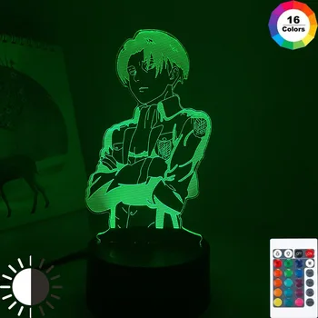 Anime Attack on Titan Acrílico 3d de la Lámpara del Led para el Hogar Decoración de la Habitación de la Luz de Chico Cool Hijo Don Capitán Levi Ackerman Figura Noche de Luz