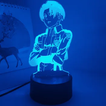 Anime Attack on Titan Acrílico 3d de la Lámpara del Led para el Hogar Decoración de la Habitación de la Luz de Chico Cool Hijo Don Capitán Levi Ackerman Figura Noche de Luz
