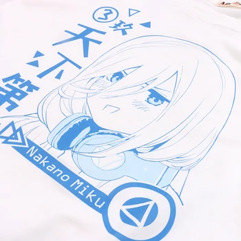 Anime La Quintaesencia de los Quintillizos Casual de manga Corta T-shirt de Verano Unisex Harajuku Nakano Miku Algodón Suelto Pullover Tops