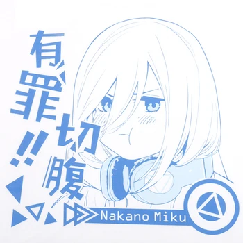 Anime La Quintaesencia de los Quintillizos Casual de manga Corta T-shirt de Verano Unisex Harajuku Nakano Miku Algodón Suelto Pullover Tops