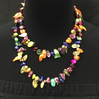 Anudado a mano 100cm de largo naturales y exóticas de colores barroco de la perla del collar suéter cadena de la joyería de la moda
