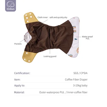 Apoyo 4PCS Bebé Pañal de Tela Café de Fibra de Bolsillo Pañal Lavable Reutilizable Pañales Ajuste 3kg~15kg Bebé LABORATORIOS de Pantalones Transpirables