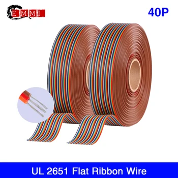 Arco iris de Color de 1,27 mm 40Pin AWM UL2651 7/0.127 mm TS 28AWG Eléctrico IDC Cable Plano Cable de 105 Grados 300V