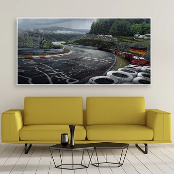 Arte de la pared Cartel de Nurburgring Rally de la Carretera de los Deportes de Pista del Coche de HD de Impresión de la Lona Pintura del Paisaje Forestal Sala de estar Decoración para el Hogar en la Imagen