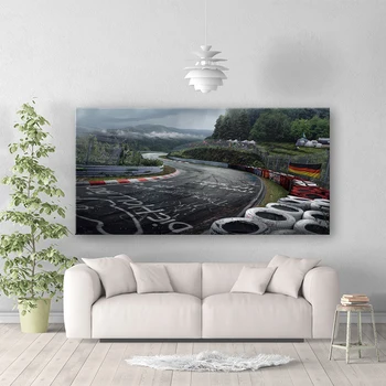 Arte de la pared Cartel de Nurburgring Rally de la Carretera de los Deportes de Pista del Coche de HD de Impresión de la Lona Pintura del Paisaje Forestal Sala de estar Decoración para el Hogar en la Imagen
