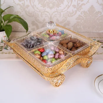 Arte del hierro y ackle productos de estilo Chino split cuadro de la casa de hierro de la boda de candy con cubierta de frutos secos caja de almacenamiento de alimentos