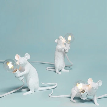 ASCELINA Moderna de la Resina del Ratón Lámpara de Mesa LED E12 ratón Lámparas de Mesa Escritorio Nórdicos Niños Decoración de la Habitación de LED de Luces de la Noche EU/AU/US/UK Plug