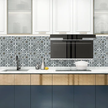 Auto-Adhesivo de Azulejos de Mosaico etiqueta Engomada de la Pared de la Cocina Piso del cuarto de Baño Decoración de la Pared de Vinilo fondo de pantalla Impermeable de la Cáscara de Palo de PVC Panel de