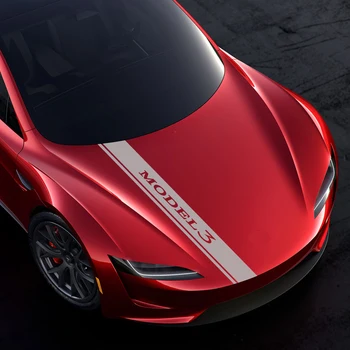 Auto de la Campana de la Cubierta del Motor de Deporte Estilo de Pegatinas de Vinilo Decoración de Coches Tuning Accesorios para el Logotipo de Tesla Model 3 S X Y P100D