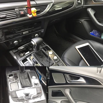 Auto-Estilo 3D/5D de Fibra de Carbono del Interior del Coche el Centro de la Consola de Cambio de Color de Moldeo calcomanías Calcomanías Para Audi A6 C7 2012-2018