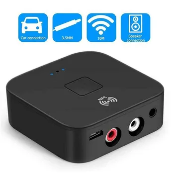 Auto Receptor Bluetooth 5.0 aptX LL AAC Jack de 3,5 mm Aux Adaptador de Coche de Audio Estéreo Para TV Mic Música NFC Altavoz con conexión Inalámbrica a S0J3