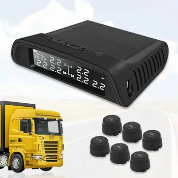 Auto Truck TPMS Inalámbrico para Coche de la Presión de los Neumáticos Sistema de Vigilancia Con 6 Sensores Externos de la Batería Reemplazable de la Pantalla LCD Para Remolque