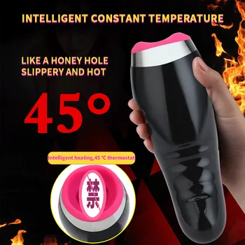 Automático Calefacción Chupando Masturbador Masculino de la Copa Smart Pulso linterna Vibrador vagina coño Máquina de Sexo Mamada Juguetes Sexuales Para Hombre