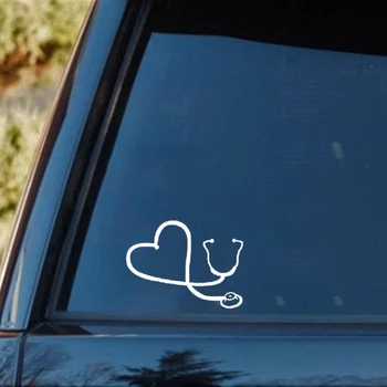 Automóviles logotipo de decoración Estetoscopio Símbolo en forma de Corazón de Vinilo de la etiqueta Engomada del Coche Símbolo de la Silueta de Teclado Track Pad Calcomanía de la Piel del ordenador Portátil