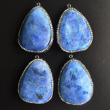 Azul de cristal de cuarzo Colgante de Piedra ágatas Druzy péndulo de piedra Natural encanto colgantes Collar de la joyería mayorista 4pcs/lot