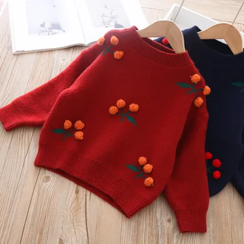 Babyinstar 2020 3D Lindo Cereza Suave Suéter de Bebé para Niñas Otoño Otoño Niña Niño Trajes de Bebé Niña Suéter de los Niños de la parte Superior