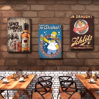 Bacardi Corona Placa De Metal De Estaño Señal Vintage Simpson Miller Beer Metal Cartel De Signos Retro Bar Restaurante Bar Decoración Casera De La Pared