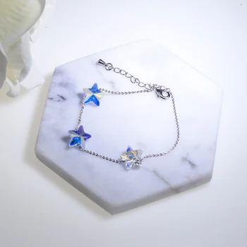 BAFFIN las Mujeres de las Niñas Simple Estrellas Perlas Pulsera de Cadena de Cristales De Swarovski Nudos hechos a Mano de la Suerte Pulsera de Plata de Color de la Joyería