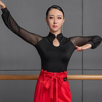 Baile de salón Top Para Mujer Retro Linterna Camisas de Manga Adulto Femenino español de Flamenco de Baile Moderno de la Práctica de la Ropa DNV13580