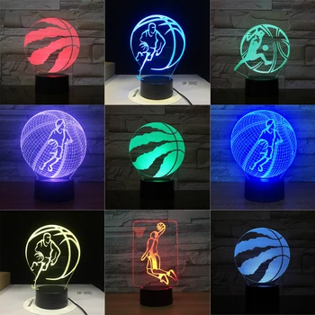 Baloncesto Rapaces 3D LED Luz de la Noche para el Club de Oficina en el Hogar Decoración de la Habitación de la Luz de Regalos para niños Kid Colorida Lámpara de Escritorio Dropshipping