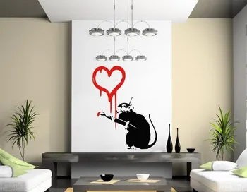 Banksy graffiti de Amor Rata etiqueta Engomada de la Pared. Etiquetas Engomadas De La Pared Para Kdis Habitaciones , Calcomanías La Pared De Vinilo Pegatinas De Decoración Para El Hogar
