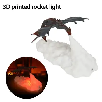 Batería recargable de Impresión 3D de la Forma de Dragón de la Noche la Luz de las Lámparas LED Decoración de la Habitación de los Niños de Regalos Comestibles Y Biodegradables PLA Creativo Luz de la Noche