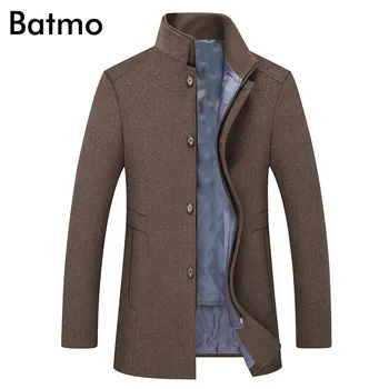 BATMO 2019 nueva llegada de invierno de alta calidad de lana thicked abrigo de los hombres,los hombres de gris de lana, chaquetas ,plus-tamaño M-6XL,1818