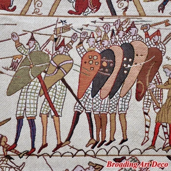 Bayeux-III Medieval del Viejo Mundo Tapiz para Colgar en Pared Tejido Jacquard Gobelino Textiles para el Hogar Decoración de Aubusson de Algodón 151x45cm