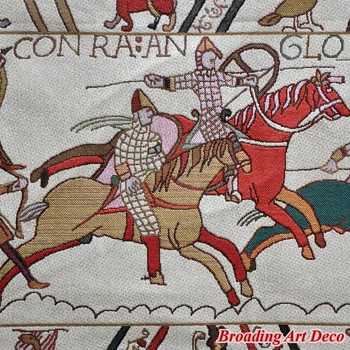 Bayeux-III Medieval del Viejo Mundo Tapiz para Colgar en Pared Tejido Jacquard Gobelino Textiles para el Hogar Decoración de Aubusson de Algodón 151x45cm
