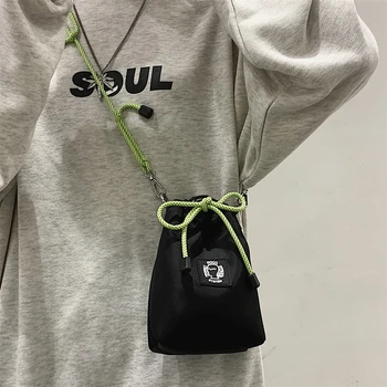 Bañera de diseño único bolsa de mensajero de la marca de moda bolso de hombro de la luz casual teléfono de la bolsa de pareja bolsa de mini cordón bolsa de balde