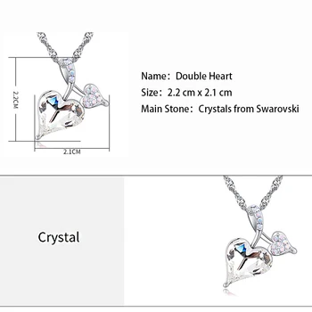BeBella doble corazón de cristal colgante, collar con Cristales de Swarovski fina cadena de las mujeres de la moda de las niñas de joyería de regalo